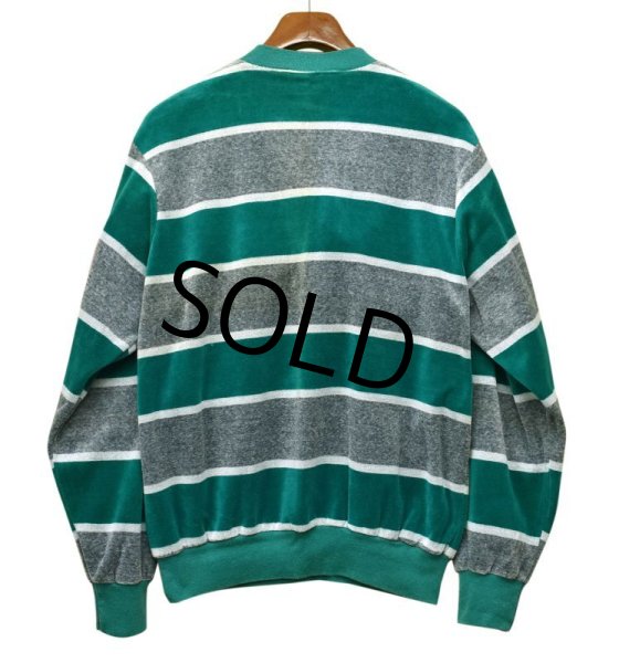 画像3: 【USA製】ビンテージ【West chester classics】緑×グレー×白【ボーダー】【ベロア風】【スウェット】【サイズＸＬ】  (3)