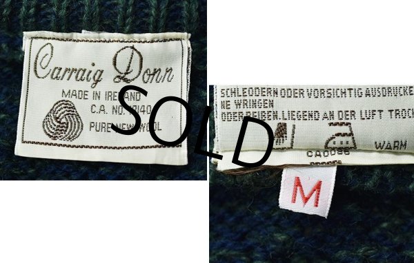 画像2: 【アイルランド製】【Carraig Donn】【紺×緑】【ウールセーター】【アランニット】【サイズＭ】  (2)