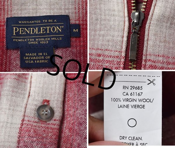 画像2: 【ビンテージ】【Pendleton】ペンドルトン【赤x白】シャドーチェック【ウールパーカー】レディース古着【レディースM】  (2)