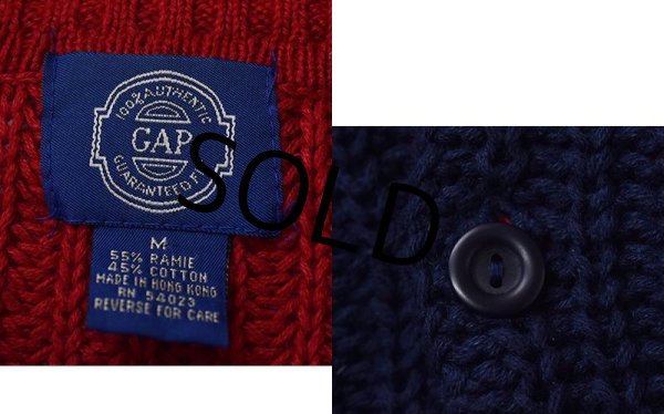画像2: 【ビンテージ】【オールドギャップ】【GAP】【赤×紺】【襟付き】【コットンセーター】【サイズM】  (2)