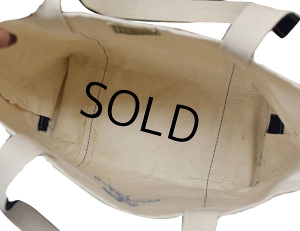 画像6: ほぼ未使用！【ビンテージ】USA製【L.L.bean】【L.L.ビーン】【キャンバス】ロングハンドル【トートバッグ】【STEEL-CON】【白×紺】  (6)