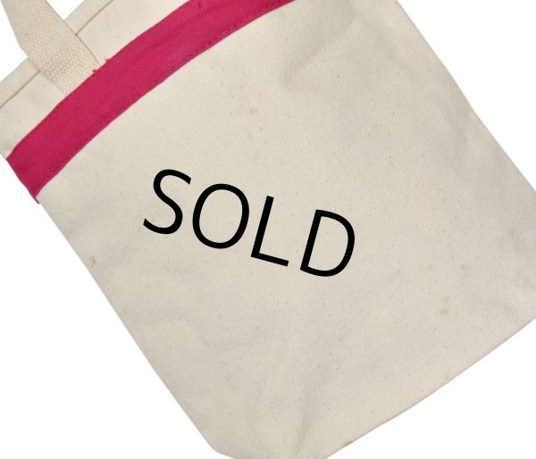 画像7: 【ビンテージ】【生成り×ピンク】【鳥・ラケット】【キャンバストート】【トートバッグ】【ミニトート】  (7)