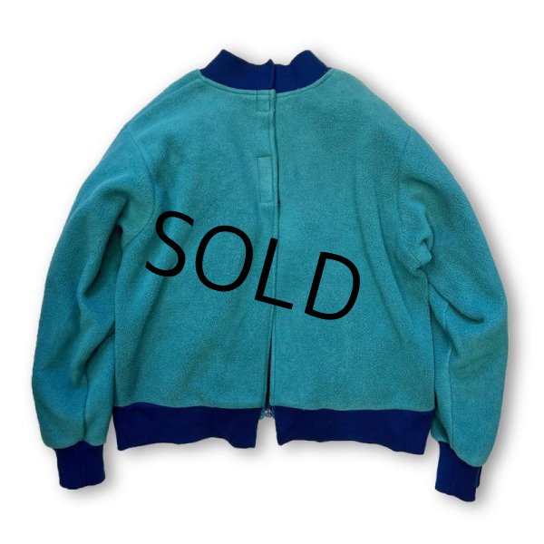 画像3: 【ビンテージ】【USA製】【Adrian's closet】【エメラルド×青】【ジップアップ】【背面マジックテープ】【フリースジャケット】【サイズM】  (3)