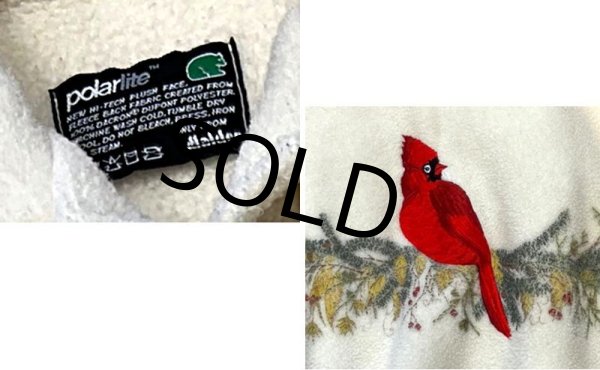 画像2: 【USA製】ビンテージ【Malden】【クリーム色】鳥【襟付きフリース】【サイズXL】【レディース古着】  (2)