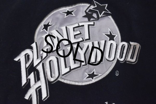画像2: USA製【ビンテージ】【Planet hollywood】【プラネットハリウッド】【黒】【レザー襟】【ウールジャケット】【サイズＬ】  (2)