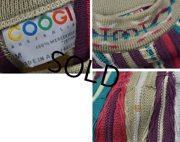 画像2: 【ビンテージ】【COOGI】【クージー】【ベージュxピンクx水色x紫】3Dニット【立体編み】コットンセーター【サイズⅯ】   (2)