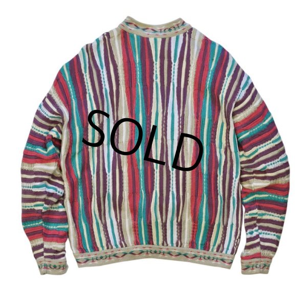 画像3: 【ビンテージ】【COOGI】【クージー】【ベージュxピンクx水色x紫】3Dニット【立体編み】コットンセーター【サイズⅯ】   (3)