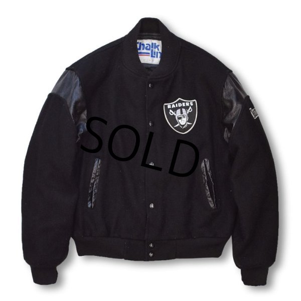 画像3: 80's~ Chalk Line 【チョークライン】【ビンテージ】USA製【NFL】【ラスベガス・レイダース】【Las Vegas Raiders】黒【ウール×レザー】スタジャン【サイズＭ】  (3)