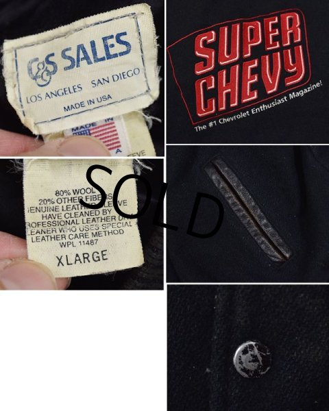 画像3: 90's【USA製】【ビンテージ】【Super Chevy Magazine】黒 Chevrolet シボレー【スタジャン】シェビー【サイズＸＬ】  (3)