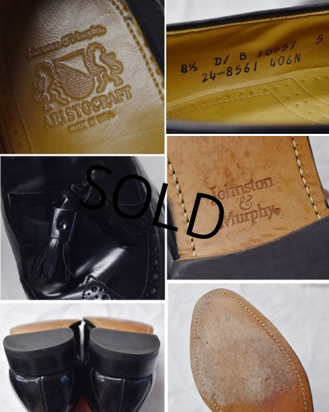 画像2: 【USA製】【ビンテージ】【ジョンストン&マーフィー】黒【タッセルローファー】メダリオン【8 1/2 D/B】【26.5cm程度】【スリッポン】  (2)