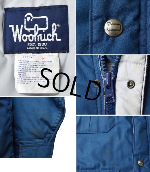 画像2: 80's~ 【USA製】【ビンテージ】【ウールリッチ】woolrich【青】【中綿入りジャケット】【フード取り外し可能】ジャケット 【サイズM】  (2)