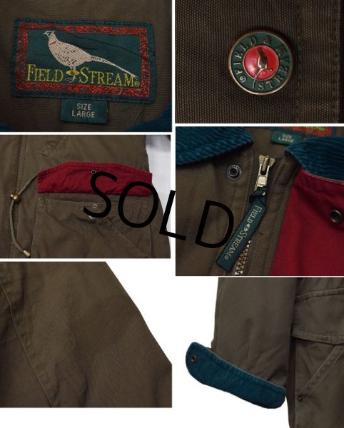 画像2: 80's~【ビンテージ】【Field&Stream】フィールドストリーム【こげ茶×エメラルド×エンジ】【中綿入り】ジャケット【サイズＬ】  (2)
