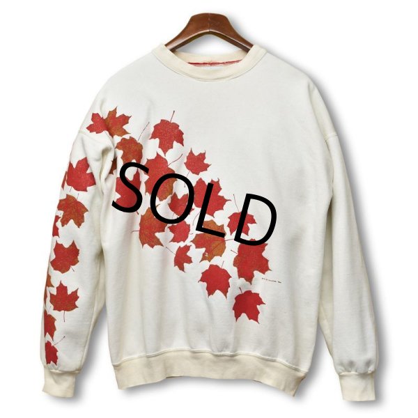 画像4: 90s【USA製】ビンテージ【AJ SPORTSWEAR】【白×赤系】【落ち葉】【カエデ】【スウェット】【サイズL】  (4)