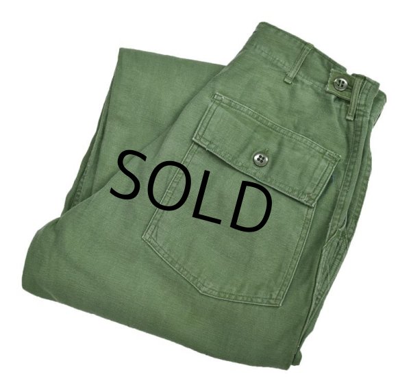 画像5: 60's【米軍実物】U.S.ARMY サイドアジャスター付き【平ボタン】ベイカーパンツ【ユーティリティパンツ】【OG107】【W30】  (5)