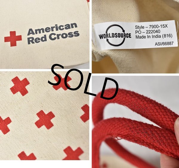 画像2: 【American Red Cross】【生成り】【赤十字柄】コットン【トートバッグ】【エコバッグ】  (2)
