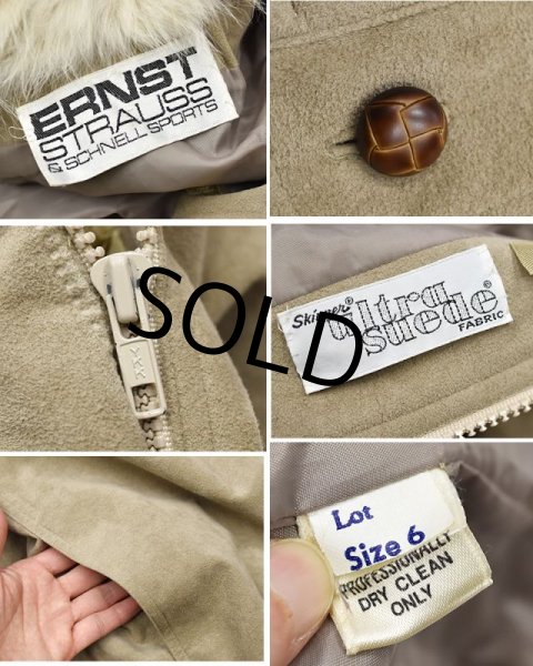 画像2: 【ビンテージ】【ERNST STRAUSS】【ベージュ】【襟ファー】【スエード】【ジップアップブルゾン】【サイズ6】レディース古着  (2)