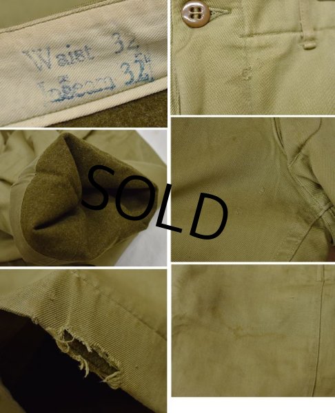 画像3: 40's【米軍実物】【ビンテージ】【U.S.ARMY】【M43】【ウール裏地付き】【チノパンツ】M-43【32x32】  (3)