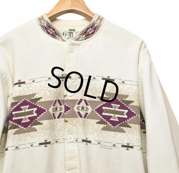 画像3: 【USA製】【ビンテージ】【Art Unlimited】【クリーム】【ネイティブ柄】 ポケット付き【スウェットカーディガン】【サイズXL】  (3)
