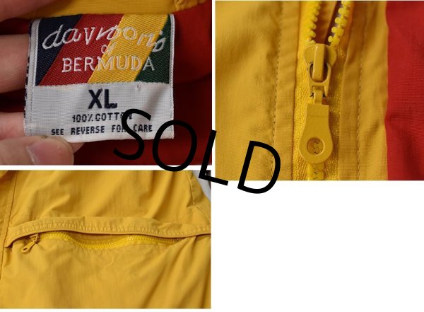 画像2: 【ビンテージ】【Davison’s of Bermuda】【黄×赤ライン】【裏地総柄】【コットンジャケット】【サイズＸＬ】  (2)