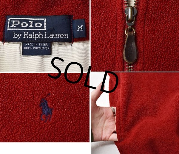 画像2: オールド【ラルフローレン】 【POLO RALPH LAUREN】赤【ハーフジップ】【フリース】スウェット【サイズM】  (2)