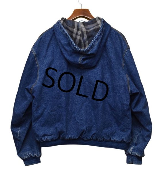 画像3: 【ビンテージ】【FADED GLORY】【裏地チェック柄】デニムブルゾン【デニムパーカー】【サイズL】  (3)