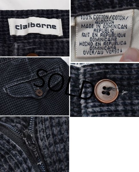 画像2: クレイボーン【claiborne】【紺】【２タック】【プリントコーデュロイ】【コーデュロイパンツ】【コーデュロイスラックス】【33R】  (2)