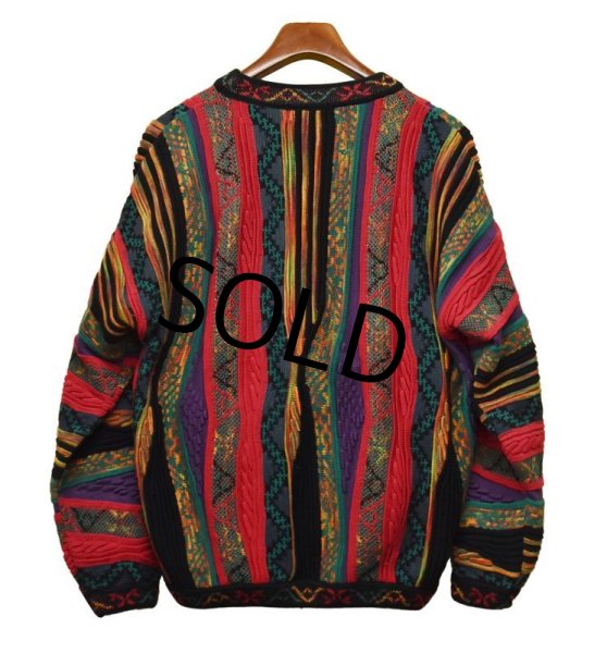 画像3: 【ビンテージ】【TUNDRA】【黒ｘピンクｘ水色ｘ紫×オレンジ×緑】３Ｄニット【立体編み】アクリルセーター【サイズⅯ】   (3)