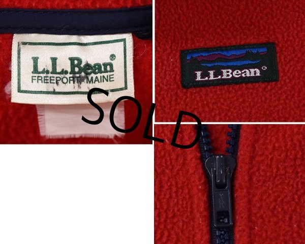 画像2: ビンテージ【LLビーン】【L.L.bean】【赤】【フルジップ】【フリースカーディガン】  (2)