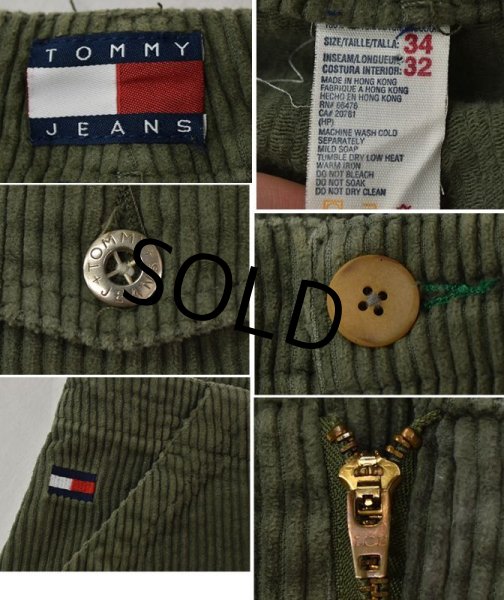画像2: ビンテージ【トミージーンズ】【TOMMY JEANS】【モスグリーン】【ベイカーパンツ風】【コーデュロイパンツ】【34×32】  (2)