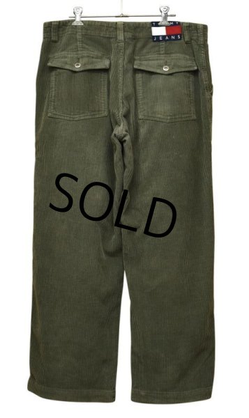 画像4: ビンテージ【トミージーンズ】【TOMMY JEANS】【モスグリーン】【ベイカーパンツ風】【コーデュロイパンツ】【34×32】  (4)