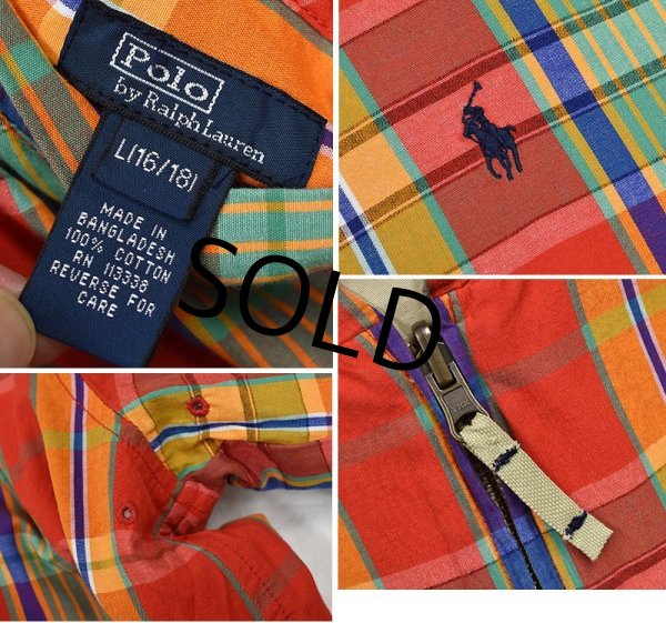 画像2: 【ビンテージ】【ラルフローレン】POLO RALPH LAUREN【ベージュ×赤茶チェック】【フード付きリバーシブルブルゾン】レディース古着 ボーイズＬ  (2)