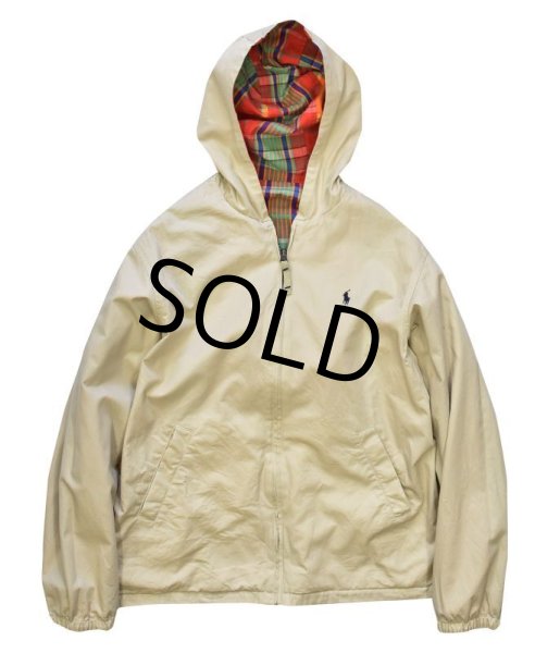 画像4: 【ビンテージ】【ラルフローレン】POLO RALPH LAUREN【ベージュ×赤茶チェック】【フード付きリバーシブルブルゾン】レディース古着 ボーイズＬ  (4)