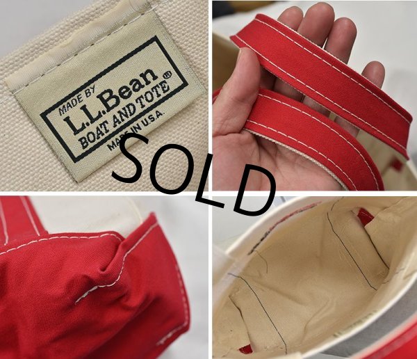 画像2: 程度良好!!【ビンテージ】【USA製】【L.L.bean】【L.L.ビーン】【キャンバス】【トートバッグ】【白×赤】  (2)