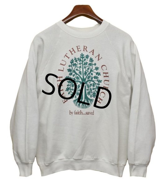 画像2: 90's【ビンテージ】【USA製】【フルーツオブザルーム】フェイスルーテル教会【FAITH LUTHERAN CHURCH】【白】【スウェット】【サイズＬ】  (2)