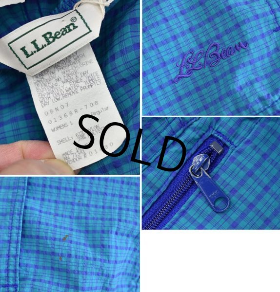 画像2: 90's【USA製】【ビンテージ】【ＬＬビーン】【L.L.bean】【青チェック柄】【アノラックパーカー】レディース古着【レディースＬ】W-L  (2)