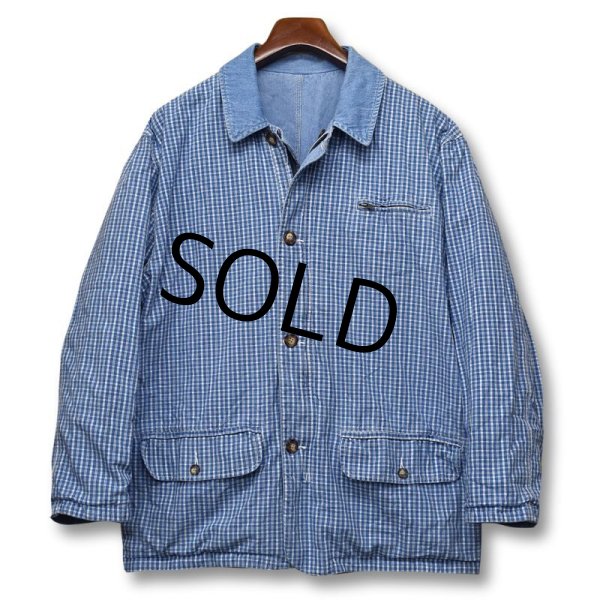 画像3: 90's【ビンテージ】AE【アメリカンイーグル】【リバーシブルジャケット】【シャンブレー×青チェック柄】【ハンティング風】【リバーシブルコート】  (3)