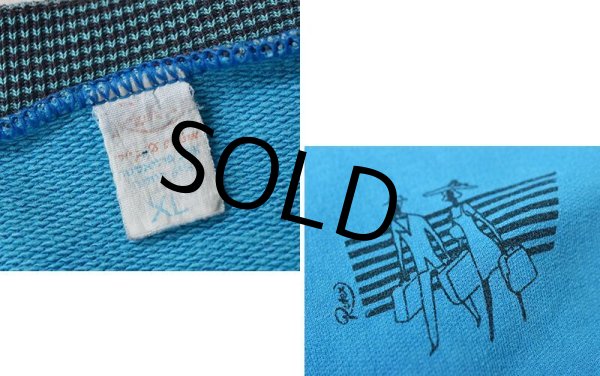 画像2: 【ビンテージ】【Rotex】【水色】【リブボーダー】【前Vスウェット】【サイズXL】  (2)