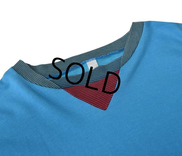 画像3: 【ビンテージ】【Rotex】【水色】【リブボーダー】【前Vスウェット】【サイズXL】  (3)