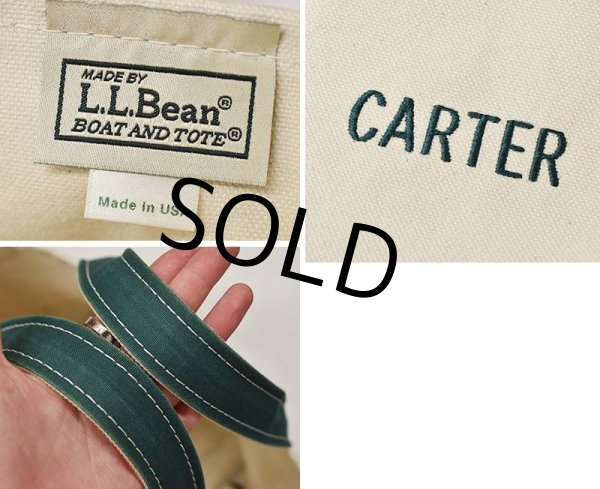 画像2: 【USA製】【ビンテージ】【L.L.bean】白x緑【CARTER】【キャンバス】【トートバッグ】ミニトート  (2)