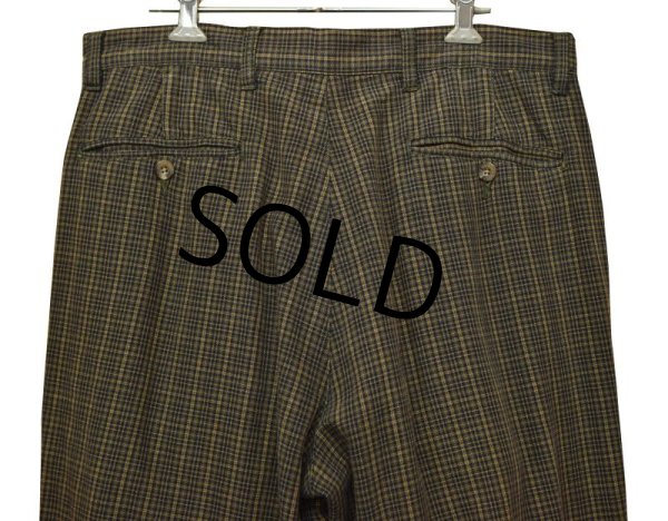 画像5: 【ビンテージ】【エディーバウアー】【茶x黒】【チェック柄】【2タックパンツ】【コットンパンツ】【W33】  (5)