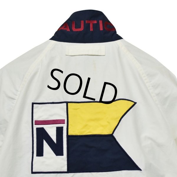 画像4: 80's~【ビンテージ】【nautica】【ノーティカ】【白×紺】【ロゴ入り】【バックロゴ】【ブルゾン】【サイズM】  (4)