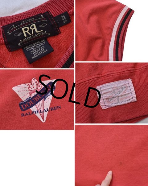 画像2: USA製【ビンテージ】90s~【RRL】ダブルアールエル【ラルフローレン】【RALPH LAUREN】【赤×黒白リブ】【半袖スウェット】【サイズL】  (2)