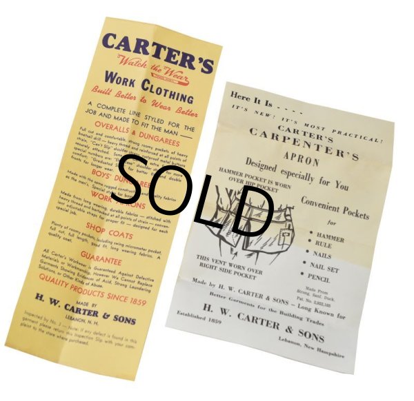 画像3: デッドストック【USA製】【ビンテージ】【CARTER’S】【キャンバスコットン】【カーペンターズエプロン】ツールエプロン   (3)