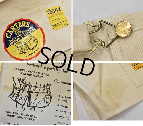 画像2: デッドストック【USA製】【ビンテージ】【CARTER’S】【キャンバスコットン】【カーペンターズエプロン】ツールエプロン   (2)