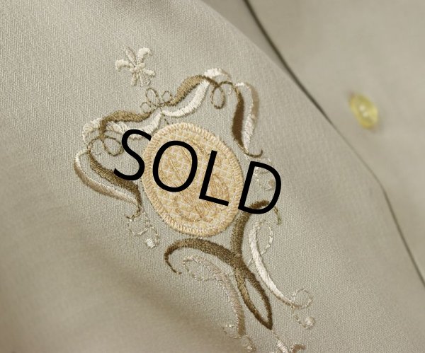 画像3: 【デッドストック】【ビンテージ】【Marcel of Paris】【ベージュ】刺繍入り【レーヨンシャツ】オープンカラーボックスシャツ【サイズM】  (3)