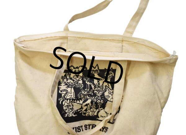 画像4: 【ほぼ未使用!!】【JUST STRAYS】野良猫 野良犬【天ファスナー付き】【トートバッグ】  (4)