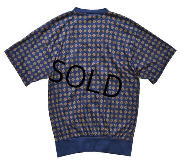 画像3: ビンテージ【CALIDA】【スイス】小紋柄Vネック リブ付き【スリープウェア】【パジャマ】 【Tシャツ】【サイズL】  (3)