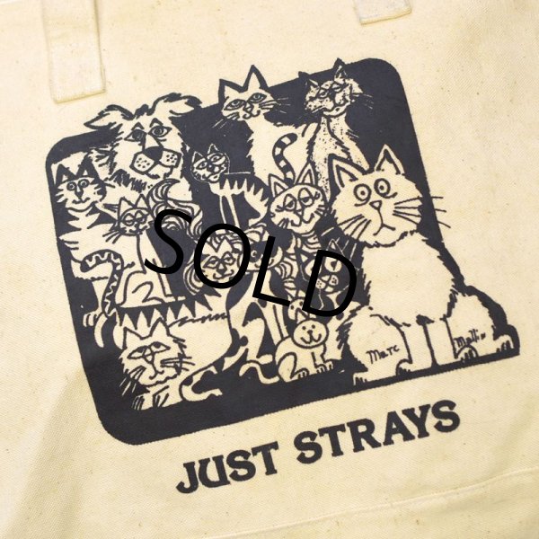 画像3: 【ほぼ未使用!!】【JUST STRAYS】野良猫 野良犬【天ファスナー付き】【トートバッグ】  (3)