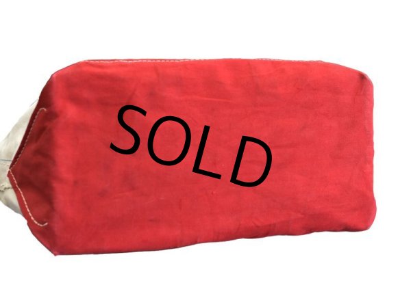 画像4: ~80's【ビンテージ】【白×赤】オールドトートバッグ【キャンバストートバッグ】  (4)