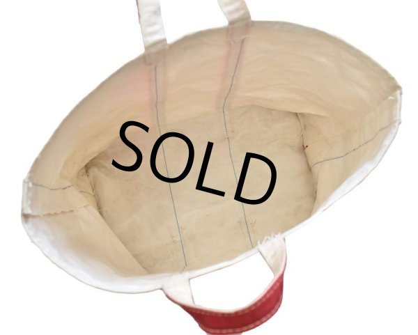 画像5: ~80's【ビンテージ】【白×赤】オールドトートバッグ【キャンバストートバッグ】  (5)